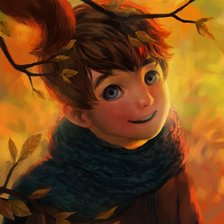 Схема вышивки «Мальчик в осенних листьях»