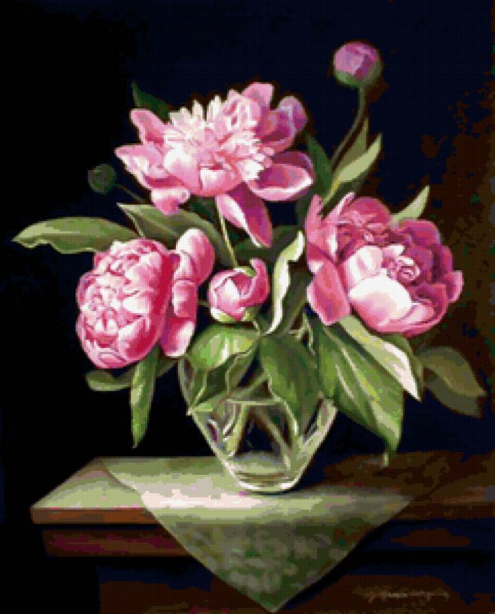 Пионы - пионы, ваза, цветы, букет - предпросмотр