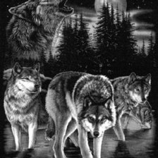 Схема вышивки «Волки»