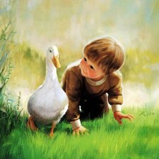 Схема вышивки «Мальчик с уткой»