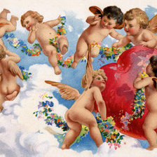 Схема вышивки «Купидоны в облаках»