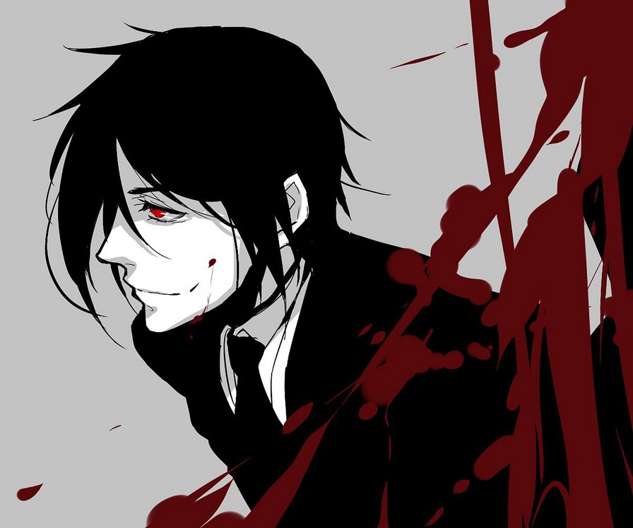 Себастьян в крови - кровь, себастьян михаэлис, аниме, kuroshitsuji, темный дворецкий - оригинал