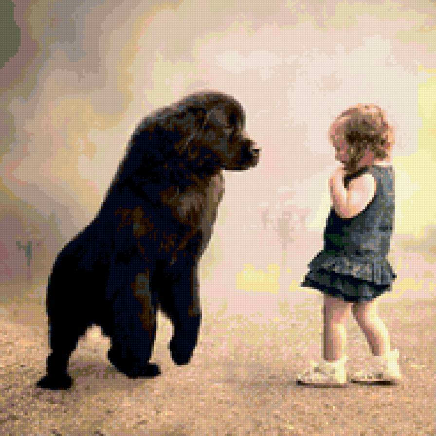 Девочка и Собака - собаки, животные, дети - предпросмотр