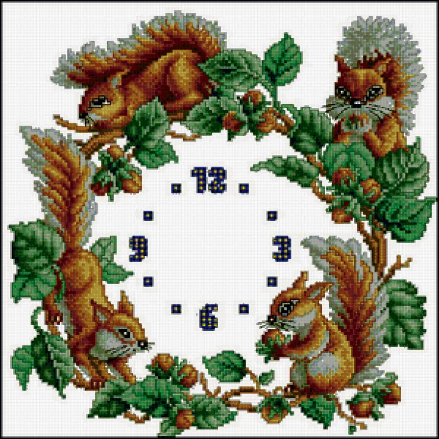 Циферблат "Белочки" - белка, часы, животные - предпросмотр