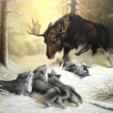 Схема вышивки «Охота волчьей стаи»