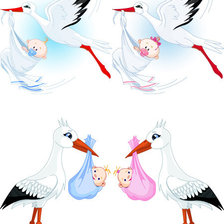 Схема вышивки «Аист с малышом»