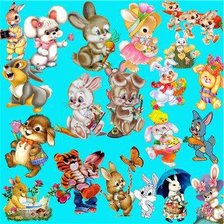 Схема вышивки «Подушка  ''зайчики''»