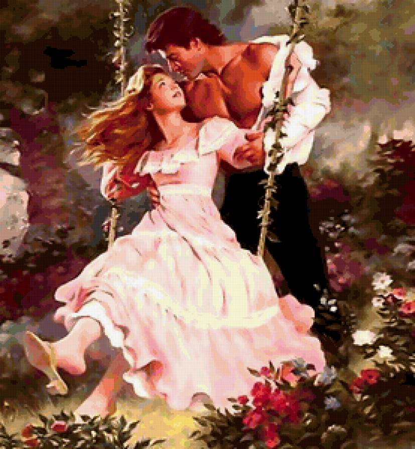 на качелях - женщина, мужчина, любовь - предпросмотр