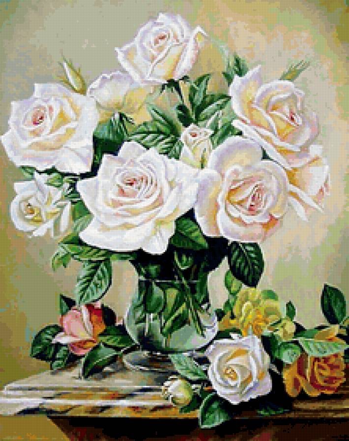 букет из роз - роза белая. цветы - предпросмотр