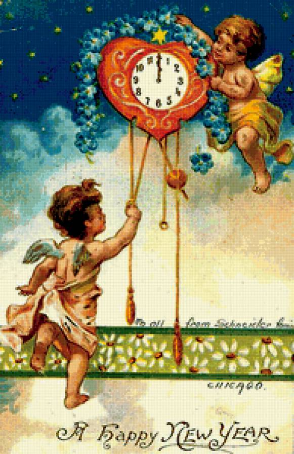 Ангелочки - херувим, купидон, ангелочек, ангелочки, ангел, старые открытки - предпросмотр