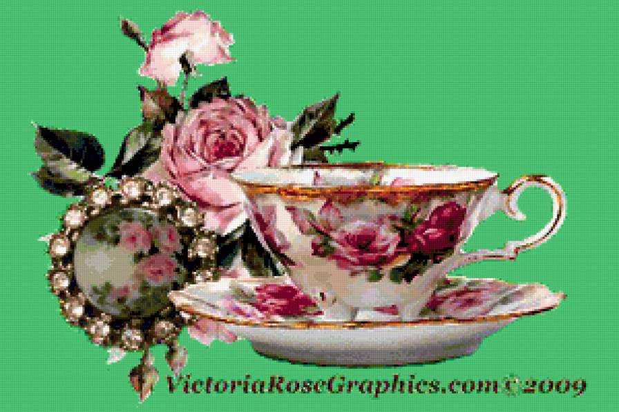 Чашка с розами - розы, чашка, натюрморт, кухонное, цветы - предпросмотр