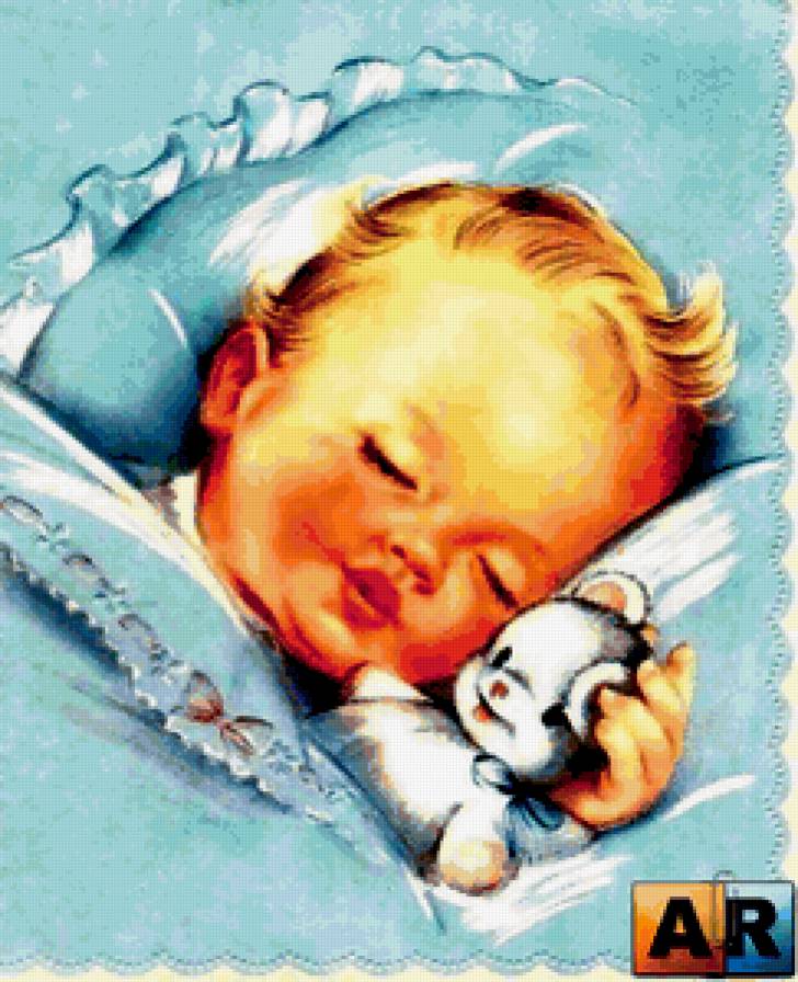 Малыш с мишуткой - дитя, дети, малыш, ребенок - предпросмотр