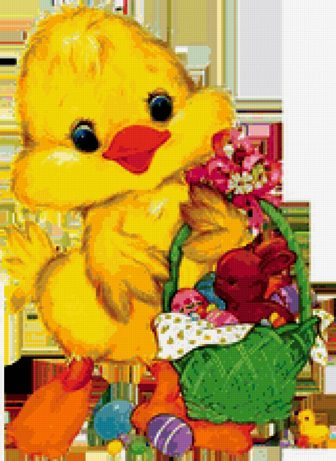 ПАСХА - зайчик, цыпленок, праздники, пасха, корзина, яйцо - предпросмотр