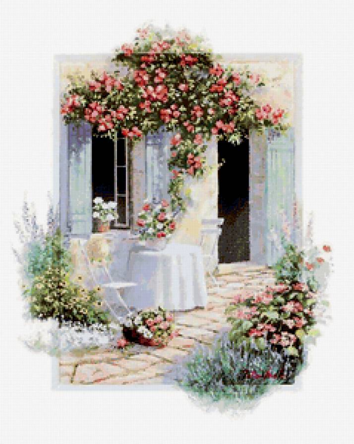 Цветочный дворик - цветы, цветочное, дворик - предпросмотр