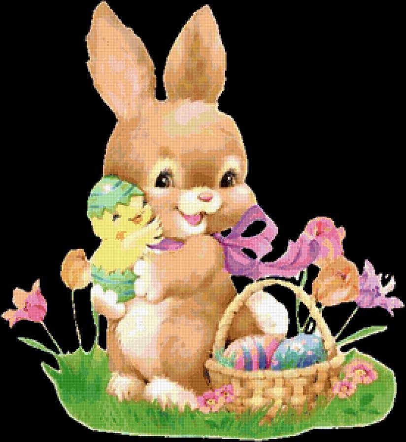 ПАСХА - цветы, цыпленок, зайчик, праздники, корзина, пасха, яйцо - предпросмотр