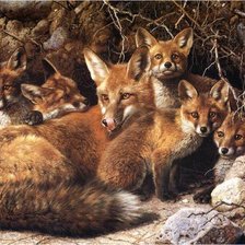 Схема вышивки «Лисье семейство.»