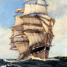 Схема вышивки «Парусник на море»