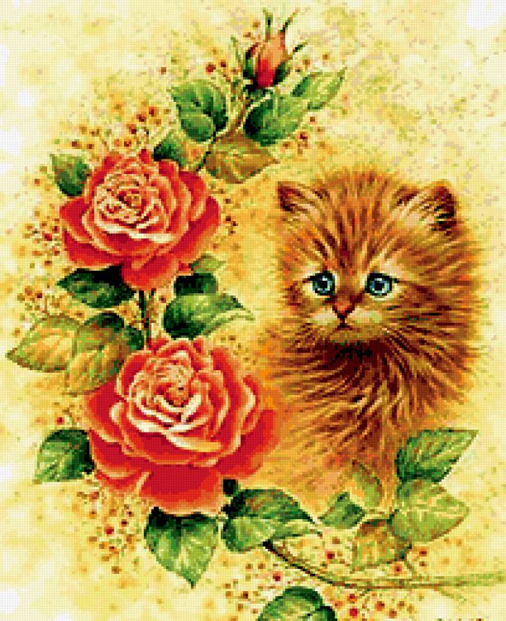 Котёнок - котенок, розочки - предпросмотр