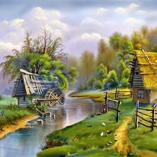 Схема вышивки «Деревенский пейзаж»