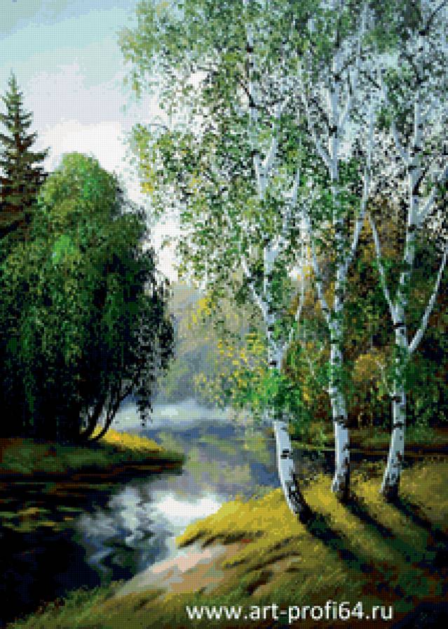 туман над рекой - природа, березы, утро, вода, река, лето - предпросмотр