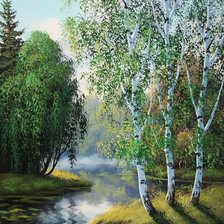 Схема вышивки «туман над рекой»