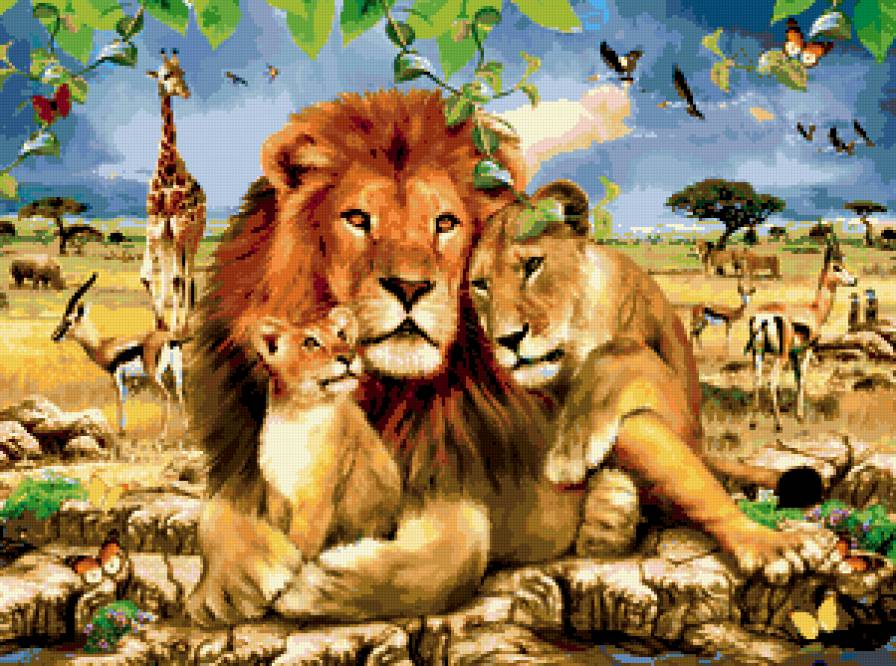 львы - хищники, кошки, лев, семья, африка, львенок, животные, львица - предпросмотр
