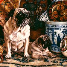 Схема вышивки «Мопсы.»