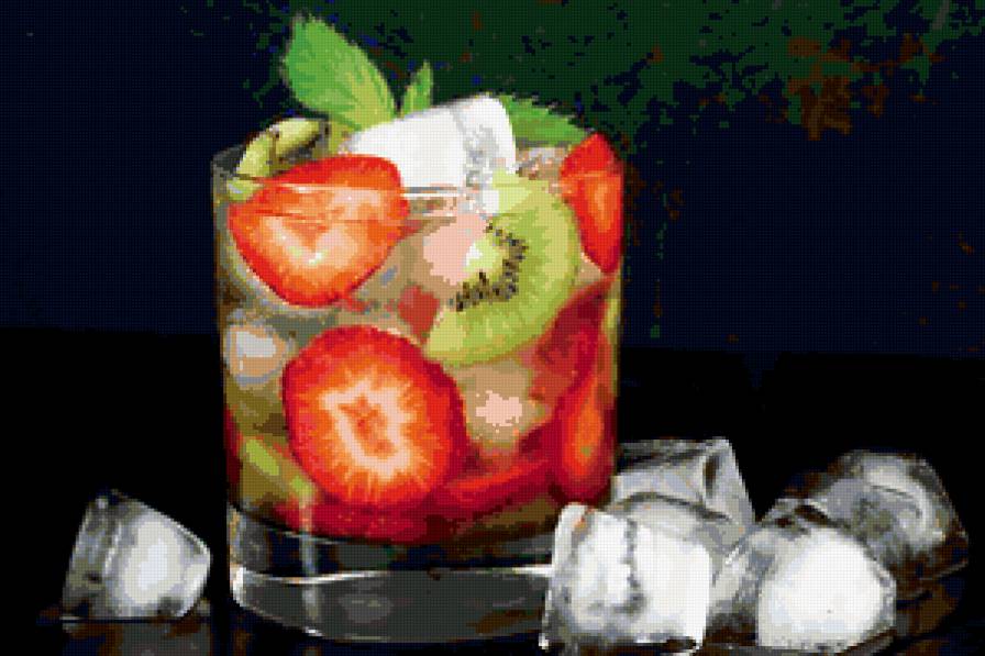 натюрморт - фрукты, киви, натюрморт, лед, клубника - предпросмотр