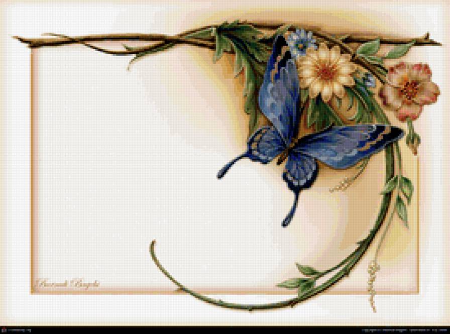 №218053 - бабочка, рамка, цветы - предпросмотр