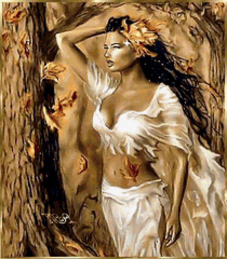 девушка осень - любовь, красота, одиночество, девушка, картина - предпросмотр