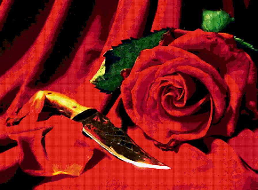 ЦВЕТОК И НОЖ - композция, нож, роза, цветы - предпросмотр