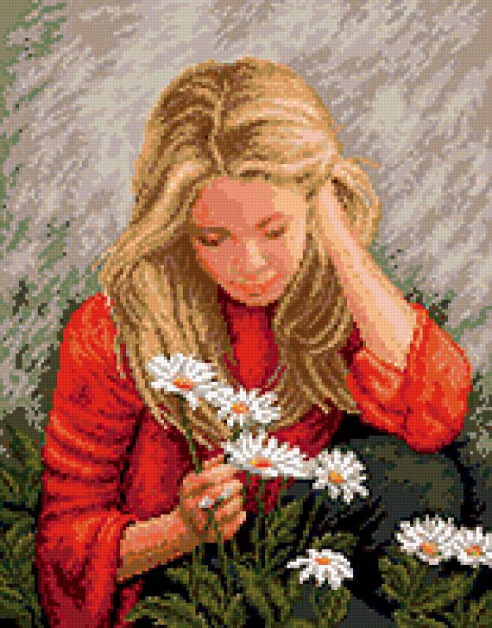 девушка с ромашкой - предпросмотр