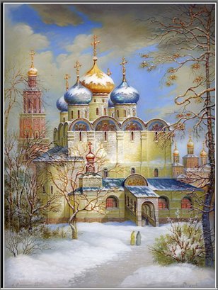 собор - религия, собор, люди, картина, зима - оригинал