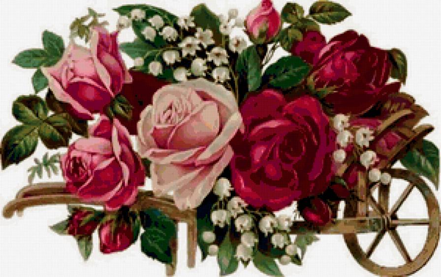 РОЗЫ - букет, ландыши, композиция, цветы, телешка, розы - предпросмотр