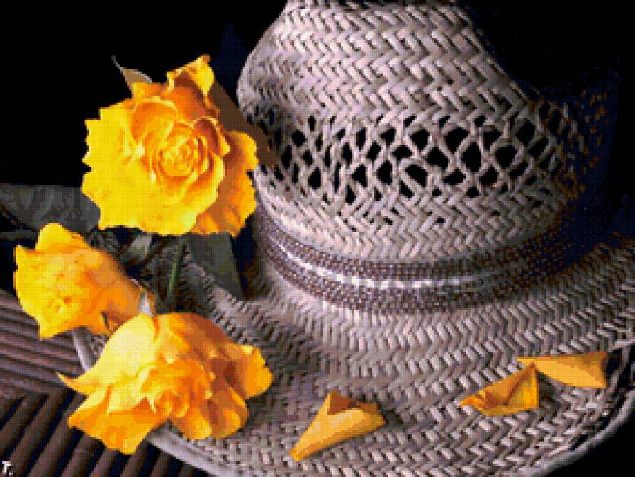 РОЗЫ - шляпа, желтые розы - предпросмотр