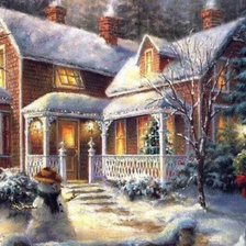 Схема вышивки «Зимний домик»