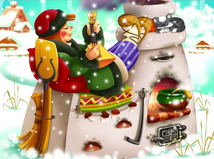 ДЕТЯМ - сказочные герои, зима, печка, сказка - оригинал