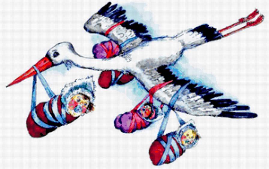 Аист с малышом - детишки, малыш, метрика, дети, аист - предпросмотр