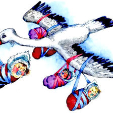 Схема вышивки «Аист с малышом»