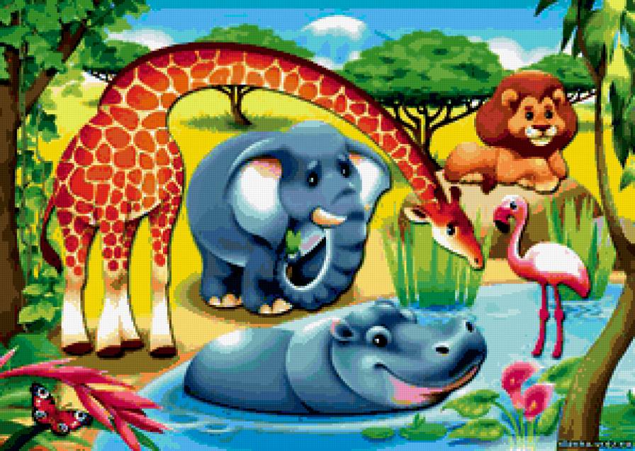 ДЕТЯМ - сказочные герои, сказка, савана, африка, слоник, бегемотик, лев - предпросмотр