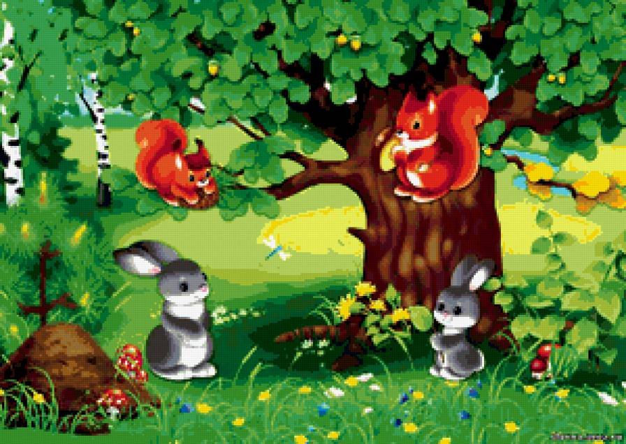 ДЕТЯМ - дуб, сказка, кролик, сказочные герои, белка - предпросмотр