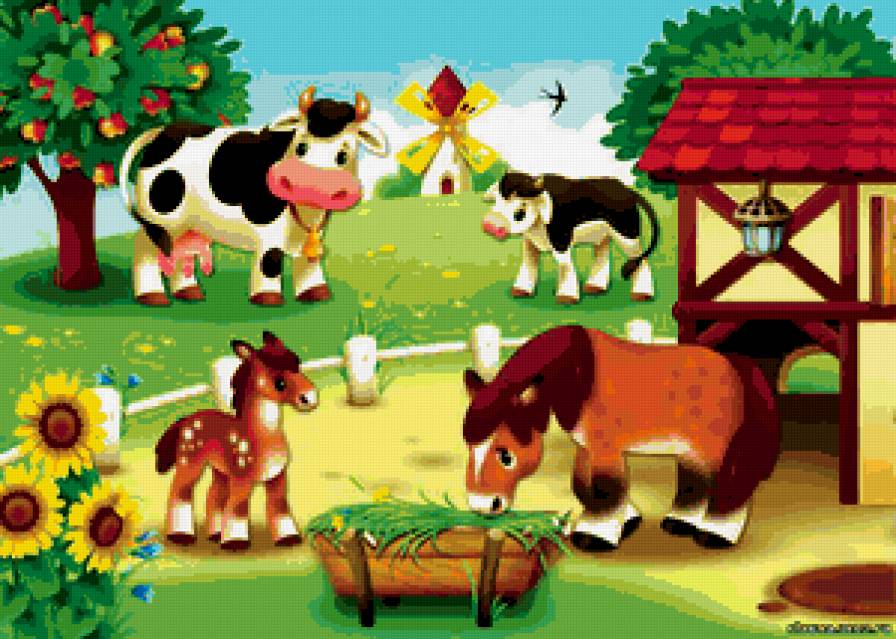 ДЕТЯМ - сказка, корова, теленок, сказочные герои, веселый дворик - предпросмотр