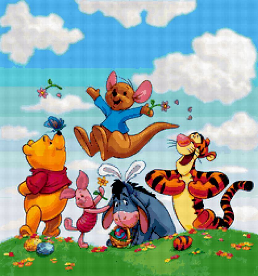 винни пух - пасха, тигра, ослик, детская, мультяшки, кролик, мультики, детя, зверята - предпросмотр