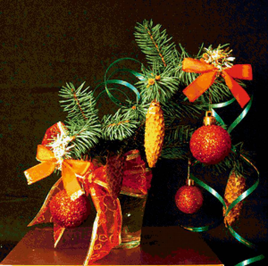 новый год - новый год, ель, праздник, букет, игрушки - предпросмотр