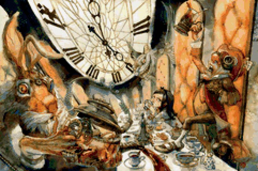 безумное чаепитие - иллюстрации, сказки, алиса - предпросмотр