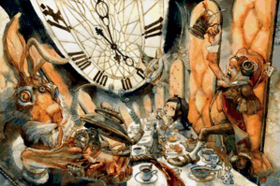 безумное чаепитие большая - иллюстрации, сказки, алиса - предпросмотр