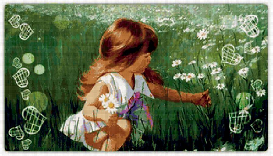 Девочка - поляна, лето, цветы, ребенок - предпросмотр