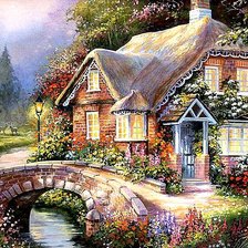 Схема вышивки «Домики у реки»