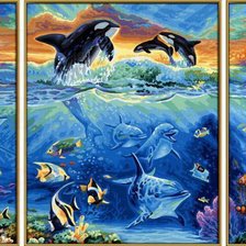 Схема вышивки «дельфины»