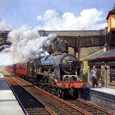 Схема вышивки «Поезд на станции»